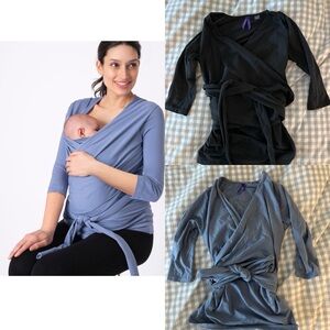 Bundle of 2 Seraphine baby wearing wrap tops. Maternity postpartum
